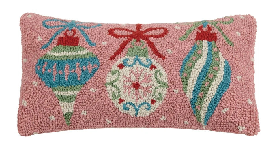 31JES1668C16OB Fun Ornaments Holiday Hook Pillow, 16-inch Long - Image 1 of 1