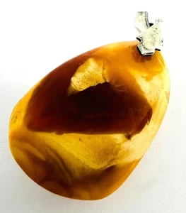Butterscotch Amber Pendant 835 Silver Art Deco 5.8g Vintage HTF Unique - Picture 1 of 5