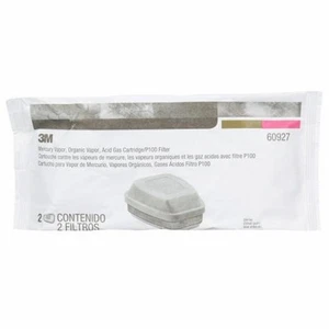 1 PR. 3M 60927 P100 Mercury Vapor Organic Vapor Acid Gas Respirator Cartridge - Picture 1 of 2