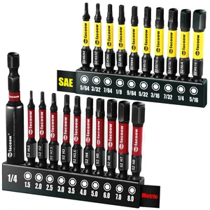 Hex Bit Set, S2 Alloy Steel Allen Wrench Drill Bit Set with Magnetic Tips, 1/4 H - Picture 1 of 12