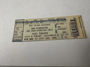 AMY WINEHOUSE Concert Full TICKET STUB The ROXY Theatre Hollywood- Mar 19, 2007! - Picture 1 of 5