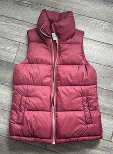 Old Navy Puffer Vest Burgundy Damen Gr. XS Full Zipper Snap Pockets - Bild 1 von 4