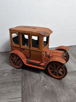 Coche de juguete de acción con palanca de hojalata modelo T rojo vintage moderno, 5,25", Japón funciona Foto 1 de 4