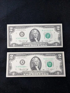 GEM PAIR 1976 $2 Federal Reserve Notes Boston, one Star one Non Star. #4 - Picture 1 of 11