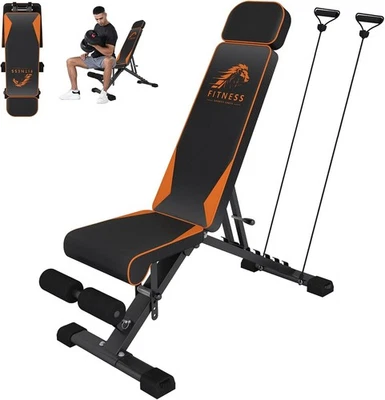 DSKEUZEEW 7-Fach klappbare Hantelbank Multifunktion Training Fitness Bauchtrainer 400kg