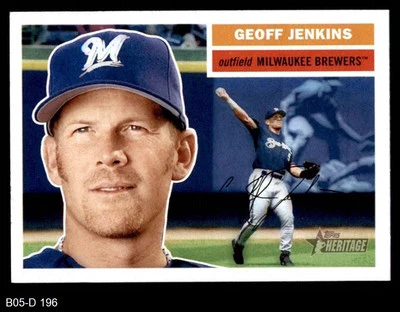 2005 Topps Heritage #196 Geoff Jenkins Brewers 8 - NM/MT - Image 1 of 2