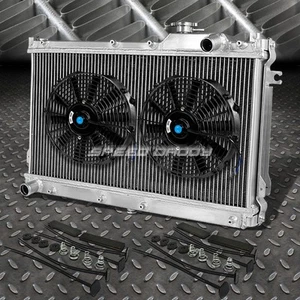 2-ROW ALUMINUM RADIATOR+2X 9" FAN KIT FOR JDM 90-97 MAZDA MIATA MX5 NA B6ZE - Picture 1 of 7