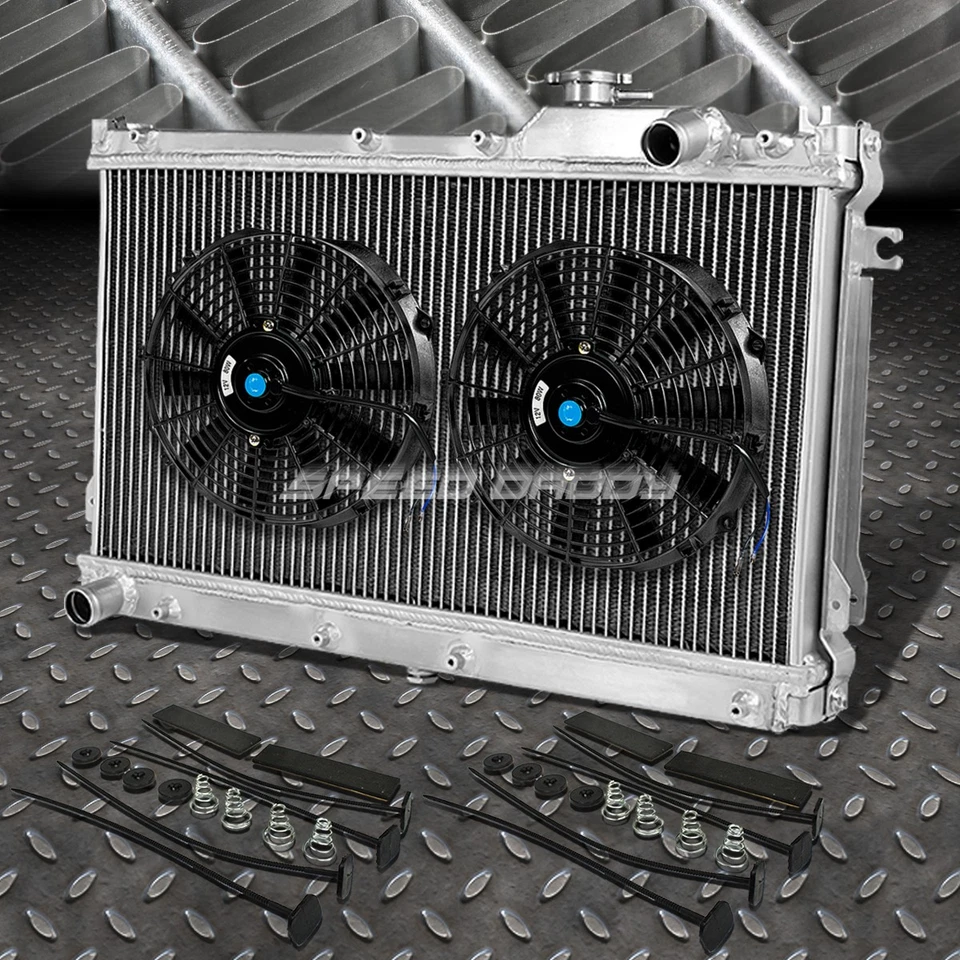 2-ROW ALUMINUM RADIATOR+2X 9" FAN KIT FOR JDM 90-97 MAZDA MIATA MX5 NA B6ZE - Image 1 of 4