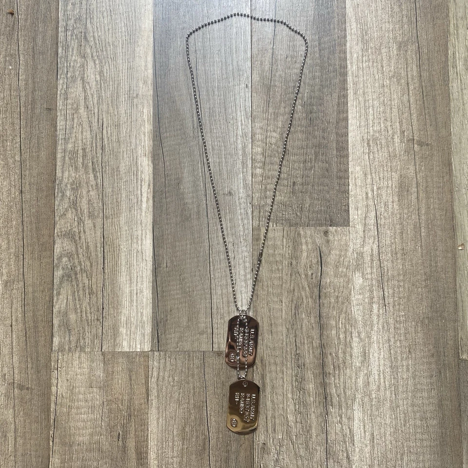 Y2K Vintage Style Dog Tag Necklace 2000s Grunge Fashion Streetwear Chain Skater - Image 1 of 4