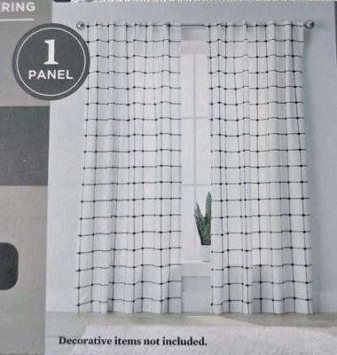 Better Homes and Gardens 1 Paneles Cortina 50x84” Blanco Negro Rejilla Texturizado Tejido Foto 1 de 4