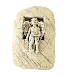 Carruth Studio Angel Sculpture Vintage Stone Cast 2.7lb Hidden Stars Ohio Art - Picture 1 of 10
