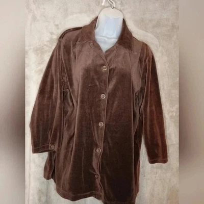 винтажный шоколад lagenlook осени бархата на пуговицах бизнес рабочая куртка M (#927) - Изображение 1 из 4