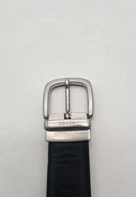 Cinturón de Cuero COACH Hebilla Reversible Hecho en Italia Negro Marrón 48" Unisex  Foto 1 de 4