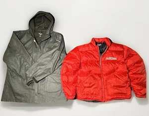 Vintage Ralph Lauren Polo Jacket Men’s Large Reversible Puffer Down Denim Parka - Picture 1 of 23