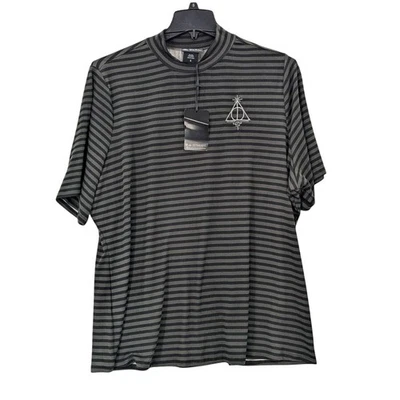 Harry Potter Deathly Hallows 衬衫女式尺寸 3X 条纹巫师魔法奇思索斯 — 第 1/4 张图片