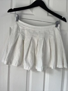 Forever 21 Pleated Mini Skirt White Ivory Linen Blend Small Not Lined - Bild 1 von 14