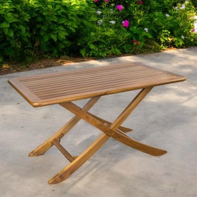 Mesa de picnic exterior plegable de madera maciza marrón 43" Foto 1 de 4