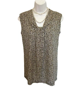 Camisa Dana Buchman Shell Talla S 4 6 Sin Mangas Top Tejido Estampado Leopardo Carrera - Imagen 1 de 6