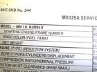 YAMAHA MX125 SHOP SERVICE SPECIFICATIONS DATA SHEET NOS 1 QTY OEM FREE SHIPPING