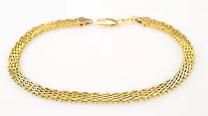 10K GELBGOLD 3/16 ZOLL GEWEBTES NETZ GLÄNZEND & STRUKTURIERTES LINK 7,75 ZOLL ARMBAND 8 GRAMM - Bild 1 von 3