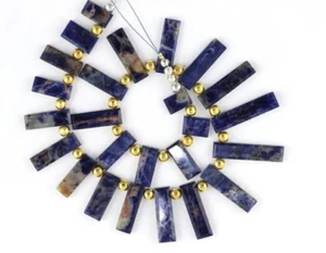 Natural Sodalite Flat Rectangle Shape Beads 7x10-7x30 MM Gemstone Briolette - Picture 1 of 4
