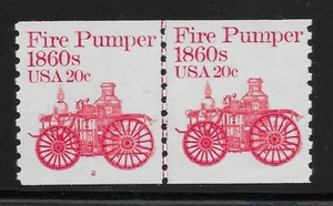 US Scott #1908, Plate #2 Line Pair 1981 Fire Pumper 20c FVF MNH - Picture 1 of 1