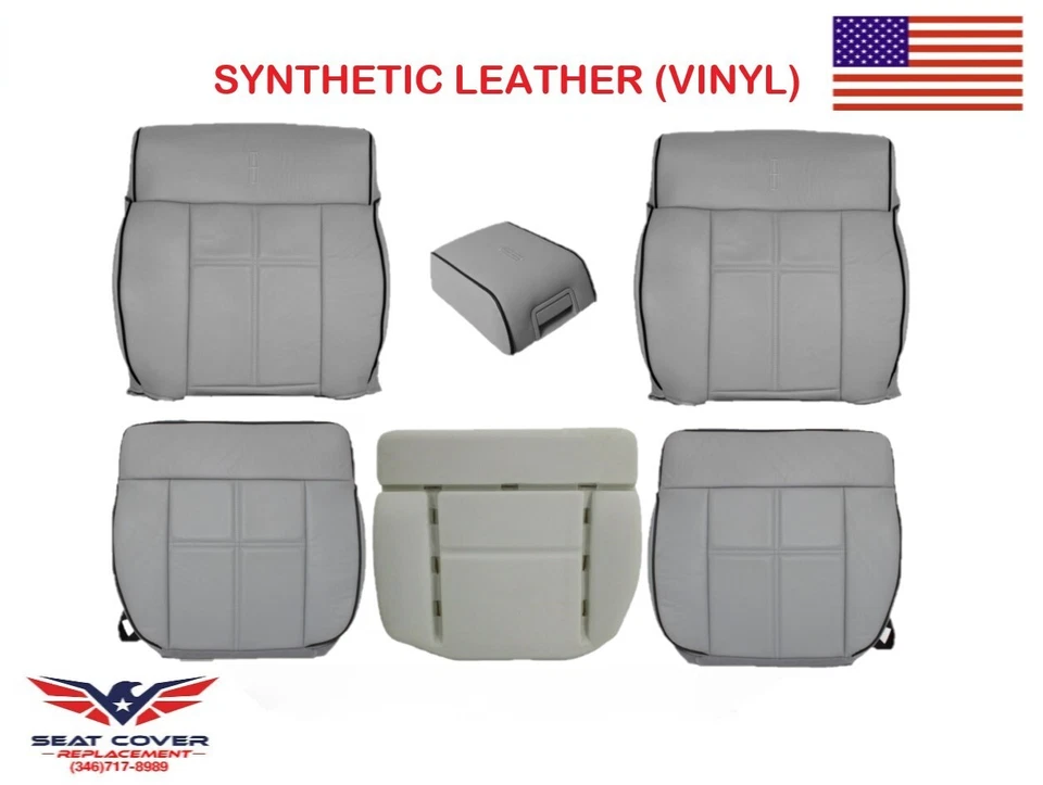 Fundas de asiento de vinilo gris Lincoln Mark LT 2006-2008 - Juego delantero y espuma de cojín Foto 1 de 4