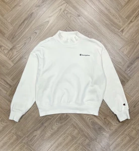 Champion Pullover Turtle Neck Fleece Cream Sweatshirt Women’s M - Picture 1 of 7