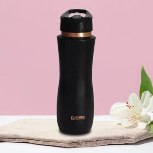 Copper Water Bottle with Sipper Leak Proof For Ayurveda Health Benefit Black - Picture 1 of 6