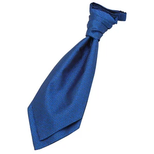 Royal Blue Boys Pre-Tied Ruche Cravat Woven Greek Key Geometric Pattern by DQT - Picture 1 of 1