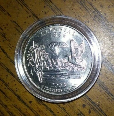 2003 P - Arkansas State Quarter (UNCIRCULATED) + COIN CAPSULE!  - Image 1 of 2