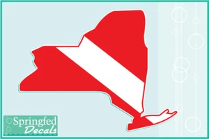 NEW YORK Shaped DIVE Flag Vinyl Decal Car Truck Sticker SCUBA Diving Decal - Picture 1 of 1