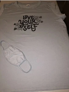 Camisa Lularoe 3XL Liv Ringer XXXL “Love Yourself” 3X Floral Azul Claro #167 - Imagen 1 de 5