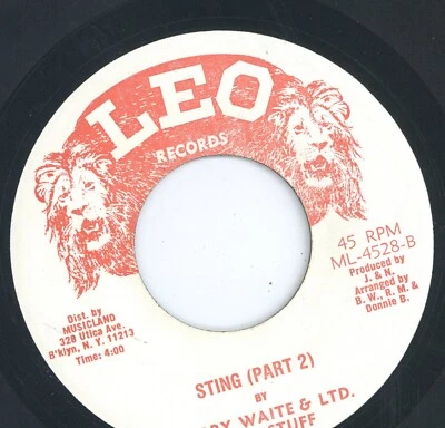 " STING PART 1." barry waite & ltd 1974 stuff. LEO RECORDS 7in 1974. - Image 1 of 2