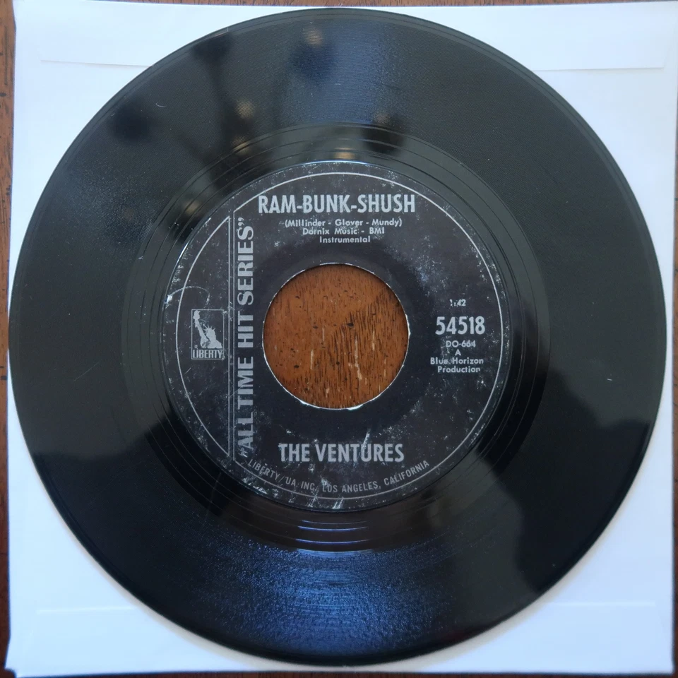 THE VENTURES RAM-BUNK-SHUSH/WALK-DON'T RUN LIBERTY RECORDS VINYL 45 VG 30-63 - Image 1 of 2