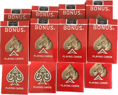 Lot 12 decks Bicycle Bonus Lion Lioness Bridge Size Regular Index Playing Cards - Image 1 of 4