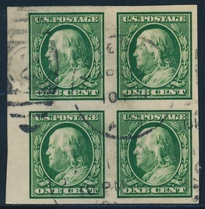 U. S. Scott #383 Block EF/S Centering (Used) Scott Catalog Value: $20.00 (i) - Picture 1 of 2