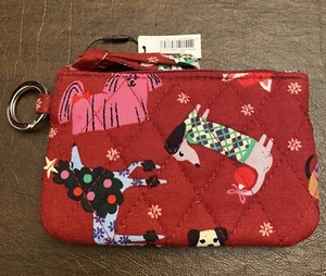 Vera Bradley Zip ID Case with Key Ring in Holiday Hounds NEW - Picture 1 of 7