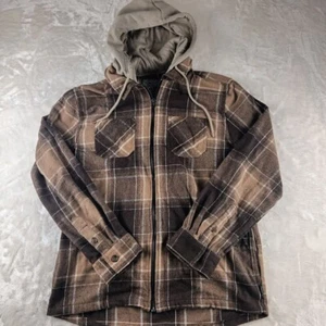 Brooklyn Cloth Para Hombre Franela Mediana Cremallera Completa Sudadera con Capucha/Chaqueta Marrón - Imagen 1 de 6
