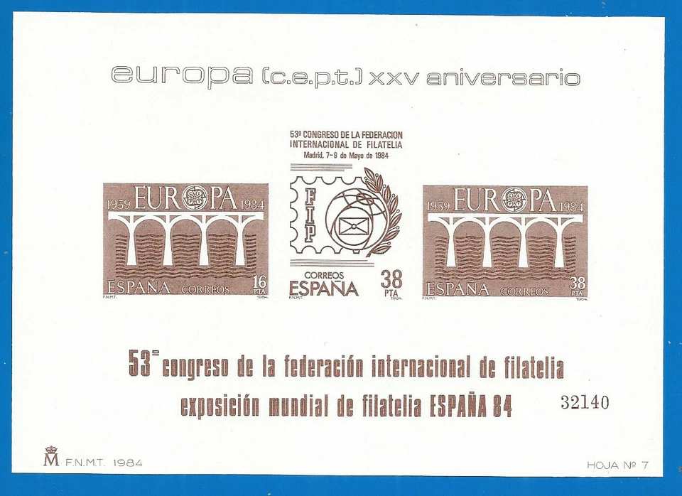 SPAIN 1984 year, special mint Block ( brown tint ) Europa - Image 1 of 1