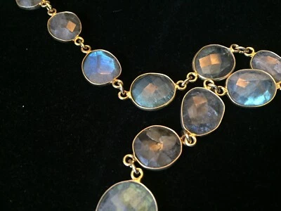 $1500 Rivka Friedman Glowy Labradorite Opal-Like Gem Ippolitan 32" Necklace #1 - Image 1 of 4