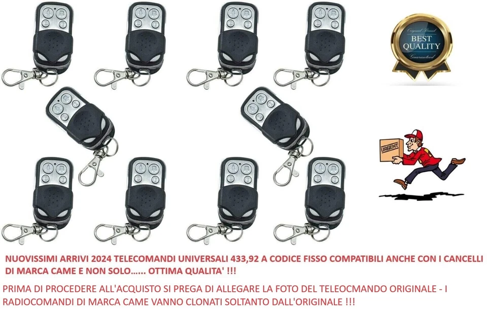 LEOVIN 10 PEZZI Telecomandi UNIVERSALE per Cancello Automatico 433,92 MHz NEW !!!