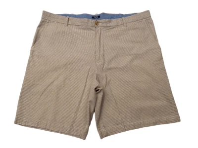 Pantalones Cortos Izod Para Hombre Blanco/Marrón Rayas Todo Algodón Frente Plano Seersucker Talla 42  Foto 1 de 4