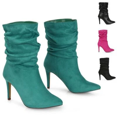 ESSEX GLAM Lässige Damen-Stiefeletten Stiletto hoher Absatz spitz zulaufend Booties Größe 3-8