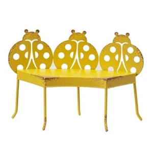 PT Fairy Garden Mini Metal Yellow Bug Garden Bench - Picture 1 of 1