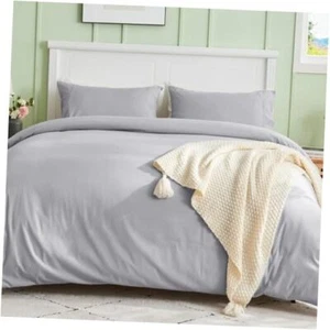 Duvet Cover/XL Size, Double Brushed/XL Duvet Cover, 3-Piece Twin Light Grey - Picture 1 of 7
