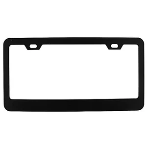 Black Metal Two Hole Wide Bottom Style Car Truck Universal License Plate Frame - Picture 1 of 2