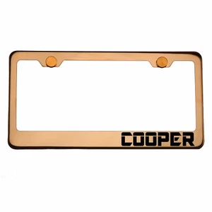 Rose Gold License Plate Frame COOPER Laser Engraved Aluminum Screw Cap - Picture 1 of 8