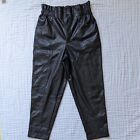 Madewell Vegan Faux Leather Pants Women's 8 Black Paperbag High Rise Pull On NWT