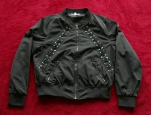 "Chaqueta bombardero para mujer L con intención dorada forrada en negro con cremallera frontal manga larga busto 44" - Imagen 1 de 10